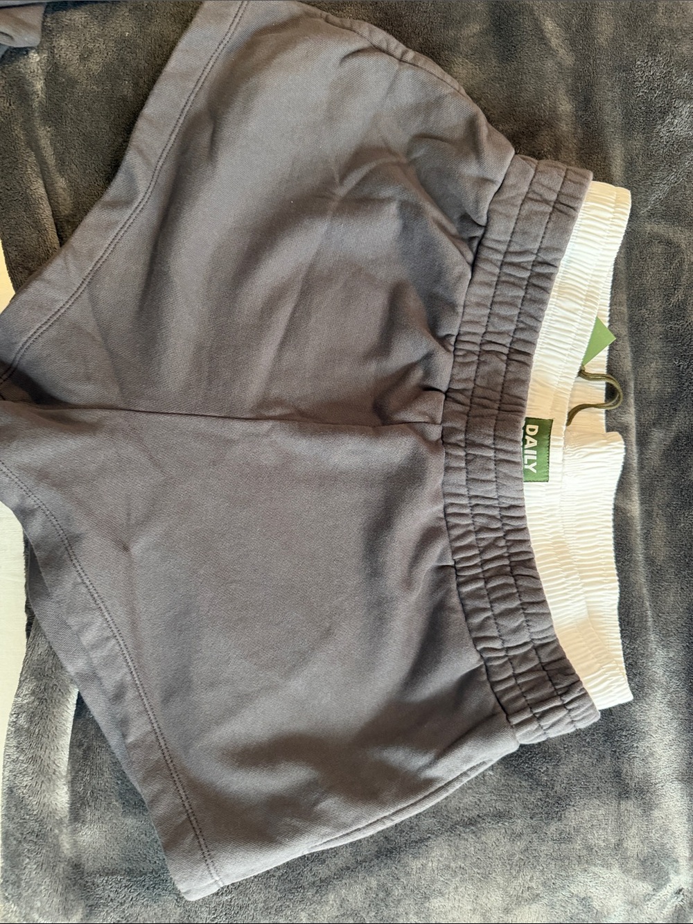 Daily Drills Gray Athletic Shorts with Cream Waistband